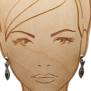 Vintage Sterling Silver Inlay Fish Earrings, Mid Century Modernist Mexico RHI